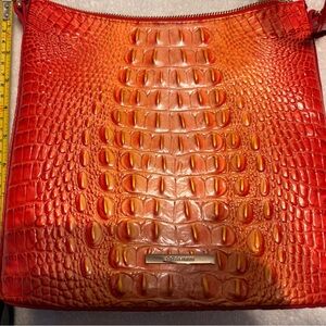 Brahmin Katie Crossbody Bag Red Melbourne Croc-Embossed Leather